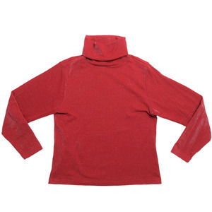 Womens Vintage Turtleneck Sweater Top Medium Shenanigans Red Gold Metallic Lurex